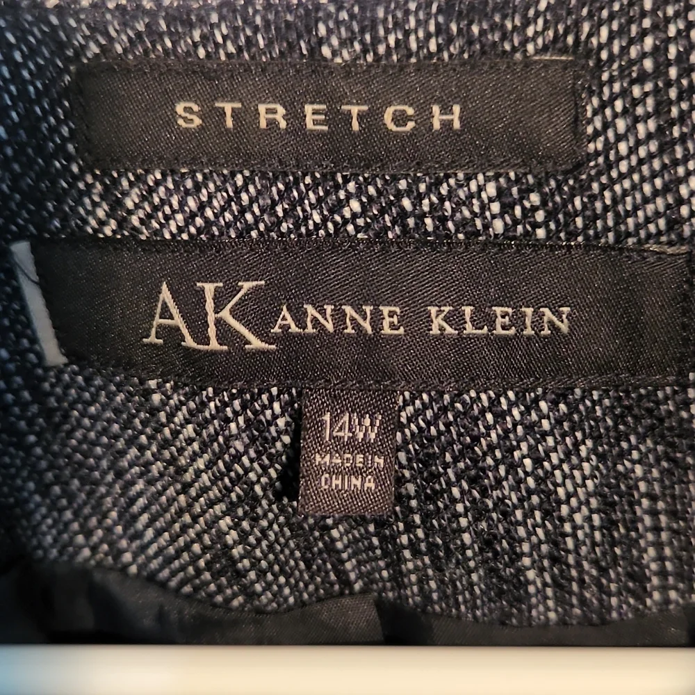 Anne Klein Blue-Black Textured Zip-Front Blazer